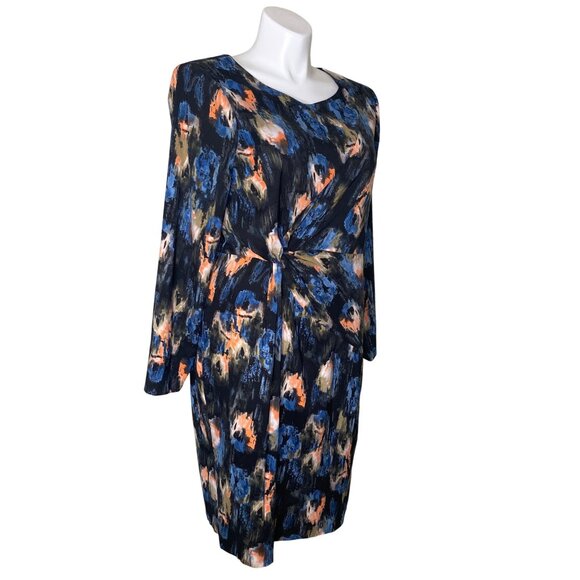 NYDJ Black Melting Ikat Twist Front Dress, Long Sleeves Women's Size 16 - Picture 5 of 13